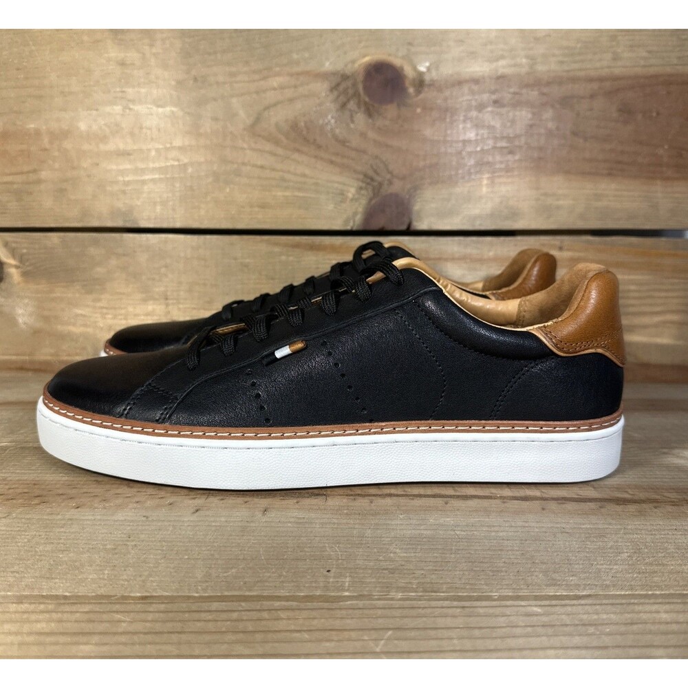 NEW Mens Size 8.5 Allen Edmonds Alpha Laceup Black Leather Low Top Sneakers 4640